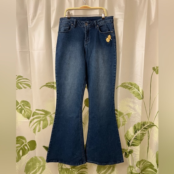 Star Wars Rainbow Bell Bottom High Waist Stretch Denim Flare Jeans retro - Picture 2 of 9